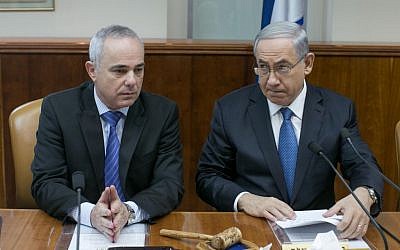 Prime Minister Benjamin Netanyahu (R) and Intelligence Minister Yuval Steinitz (L), at the weekly cabinet meeting on Sunday, November 23, 2014. (photo credit: Ohad Zwigenberg/POOL/FLASH90 ) Prime Minister Benjamin Netanyahu (R) and Intelligence Minister Yuval Steinitz (L), at the weekly cabinet meeting on Sunday, November 23, 2014. (photo credit: Ohad Zwigenberg/POOL/FLASH90 )