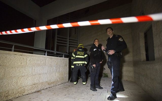 Firefighters and police at the scene of where suspected arsonists set fire to a bilingual Hebrew-Arabic school in Jerusalem, November 29, 21014. (photo credit: Yonatan Sindel/Flash90) Firefighters and police at the scene of where suspected arsonists set fire to a bilingual Hebrew-Arabic school in Jerusalem, November 29, 21014. (photo credit: Yonatan Sindel/Flash90)
