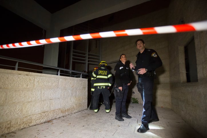 Firefighters and police at the scene of where suspected arsonists set fire to a bilingual Hebrew-Arabic school in Jerusalem. (photo credit: Yonatan Sindel/Flash90) Firefighters and police at the scene of where suspected arsonists set fire to a bilingual Hebrew-Arabic school in Jerusalem. (photo credit: Yonatan Sindel/Flash90)