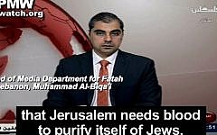 Muhammad al-Biqa'i, head of the Media Department for Fatah in Lebanon, November 7, 2014 (screen capture: YouTube/palwatch)