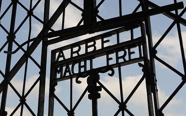 The entrance gate of the former Nazi concentration camp in Dachau near Munich, southern Germany, with the slogan 'Arbeit Macht Frei.' (AP/Christof Stache, File) The entrance gate of the former Nazi concentration camp in Dachau near Munich, southern Germany, with the slogan 'Arbeit Macht Frei.' (AP/Christof Stache, File)