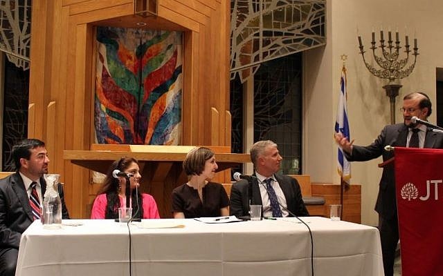 Burton Visotzky speaks to an interfaith panel at the Jewish Theological Seminary in New York last year. (photo credit:  JTA/ Courtesy of the Jewish Theological Seminary)