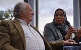 Latifa Ibn Ziaten and CRIF President Roger Cukierman at the CRIF national convention in Paris, November. 16, 2014. (Cnaan Liphshiz/ JTA)