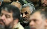 Qassem Soleimani, commander of the Quds Force in the Iranian Revolutionary Guard, attends a meeting of Guard commanders in Tehran, Iran, September 17, 2013. (AP/Office of the Iranian Supreme Leader, File)