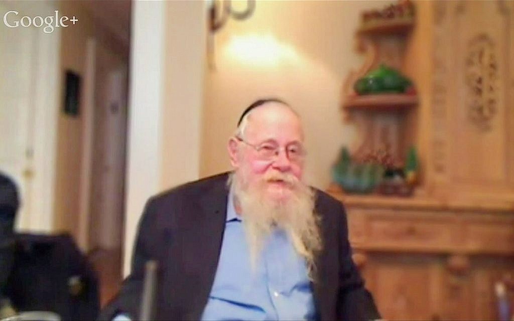 A screenshot from Rabbi Adin Steinsaltz's 2013 Global Day of Jewish Learning lecture. (courtesy)