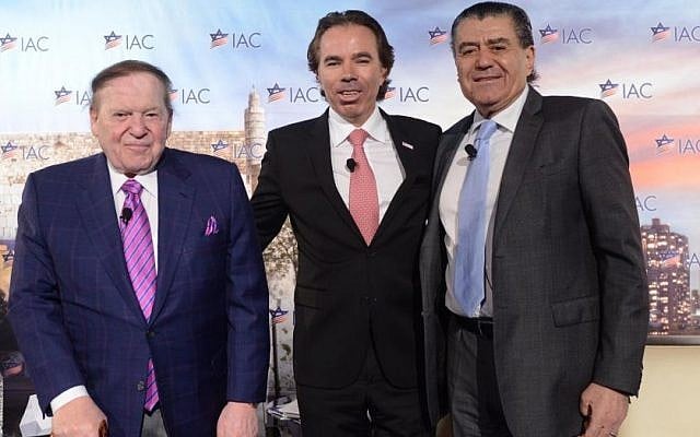 From left to right: Sheldon Adelson, IAC National Chairman Shawn Evenhaim and Haim Saban. (Photo credit: Shahar Azran) From left to right: Sheldon Adelson, IAC National Chairman Shawn Evenhaim and Haim Saban. (Photo credit: Shahar Azran)