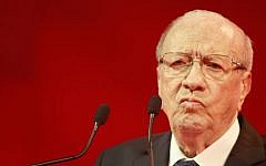 Tunisian President Beji Caid Essebsi delivering a speech during an electoral meeting in Tunis, Tunisia, Saturday, November 15, 2014 (AP/Aimen Zine)