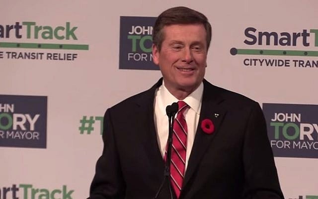 Toronto Mayor-elect John Tory give his victory speech, October 27, 2014. (YouTube screenshot)