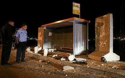 The bus station, outside Alon Shvut, where Dalia Lemkus was killed on Monday, November 10, 2014 (photo credit: Nati Shohat/ Flash 90)