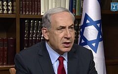 Prime Minister Benjamin Netanyahu in a video address to the Jewish Federations of North America’s General Assembly, November 11, 2014 (Photo credit: Youtube screen capture)