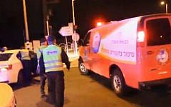 Emergency units at the scene of a chemical leak in Emek Hefer on November 6, 2014. (Screen capture: Ynet)