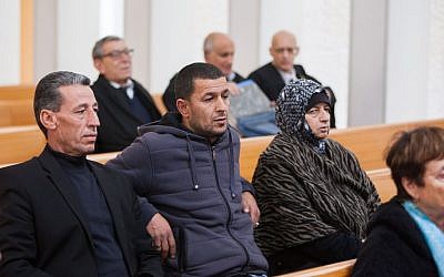 Family of Palestinian terrorist Mohammad Jaavis  at the Supreme Court, appealing demolition orders of their home in Jerusalem on November 24, 2014.  (Photo credit: Yonatan Sindel/Flash90)