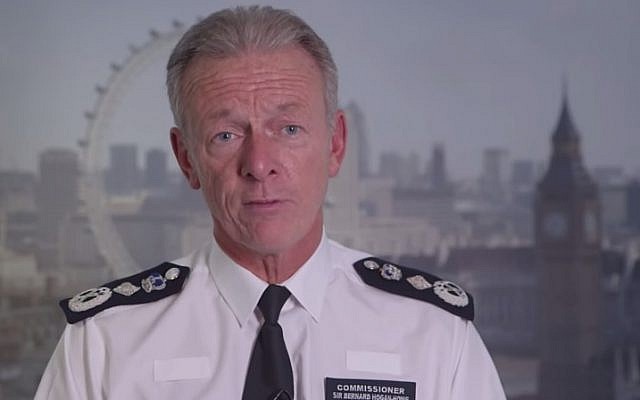 Scotland Yard Commissioner Bernard Hogan-Howe (photo credit: YouTube screenshot) Scotland Yard Commissioner Bernard Hogan-Howe (photo credit: YouTube screenshot)