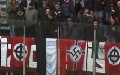 Italian neo-Nazis at a soccer match (illustrative screen capture: YouTube)