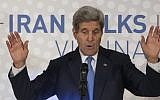 US Secretary of State John Kerry delivers a statement in Vienna on the status of negotiations over Iran's nuclear program, on November 24, 2014. (photo credit: AFP/Joe Klamar)