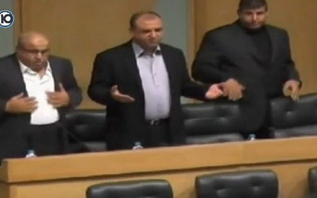 Screenshot from a Channel 10 report on November 19, 2014 on the Jordanian Parliament's moment of silence for the two Palestinian terrorists who killed five people in a terror attack on a Jerusalem synagogue on November 18, 2014. Screenshot from a Channel 10 report on November 19, 2014 on the Jordanian Parliament's moment of silence for the two Palestinian terrorists who killed five people in a terror attack on a Jerusalem synagogue on November 18, 2014.