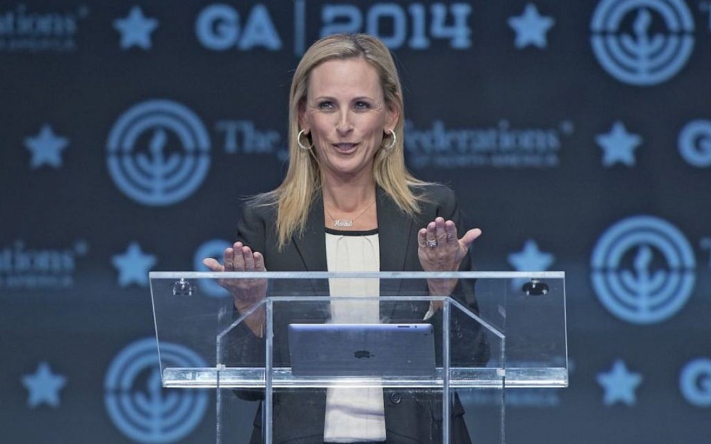Academy Award-winning actress and activist Marlee Matlin speaking about her Jewish heritage, career and experience overcoming disabilities at the Jewish Federations of North America’s General Assembly in suburban Washington, November 10, 2014. (photo credit: Ron Sachs/JTA) Academy Award-winning actress and activist Marlee Matlin speaking about her Jewish heritage, career and experience overcoming disabilities at the Jewish Federations of North America’s General Assembly in suburban Washington, November 10, 2014. (photo credit: Ron Sachs/JTA)
