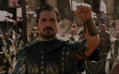 A screenshot of Christian Bale as Moses in the film Exodus: Gods and Kings. (screen capture: YouTube/20th Century Fox)