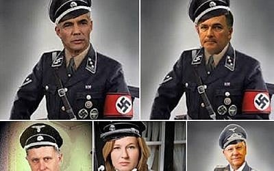Israeli politicians depicted as Nazis. (photo credit: Facebook screen capture)