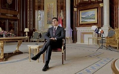 Nechervan Barzani, prime minister of Iraq's semi-autonomous Kurdish region, poses during an interview with The Associated Press in Irbil, Iraq, Sunday, November 2, 2014. (photo credit: AP/Bram Janssen)