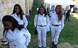 A group of Ethiopian-Israeli cadets at Sigd on Thursday in Jerusalem (photo credit: Jessica Steinberg/Times of Israel)