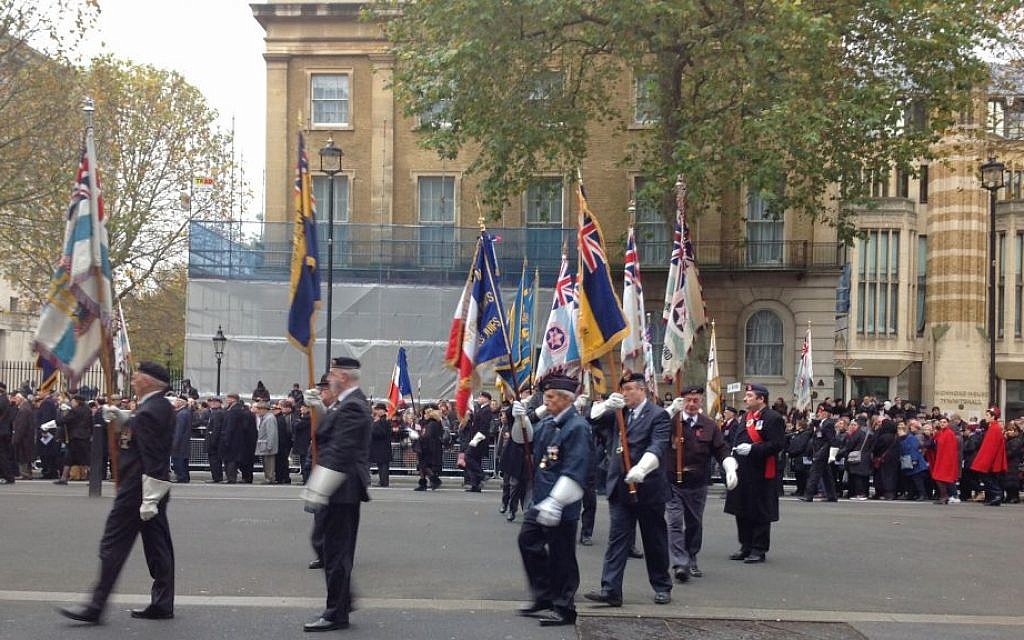 Jewish former servicemen march in the annual Association of Jewish ex-Servicemen and Women parade in London, November 16, 2014. (Jennifer Lipman/The Times of Israel) Jewish former servicemen march in the annual Association of Jewish ex-Servicemen and Women parade in London, November 16, 2014. (Jennifer Lipman/The Times of Israel)