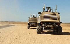 A pair of Mark I unmanned vehicles near the border with Gaza (photo credit: Zev Marmorstein/ IDF Spokesperson's Unit)