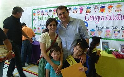 Julie and Nathanael Weill with their sons Eytan and Lior in 2013. (photo credit: JTA)