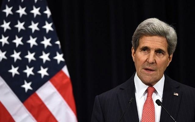 US Secretary of State John Kerry holds a press conference after chairing a counter-Islamic State group coalition ministerial meeting at the NATO headquarters in Brussels, December 3, 2014. (photo credit: AFP/Emmanuel Dunand) US Secretary of State John Kerry holds a press conference after chairing a counter-Islamic State group coalition ministerial meeting at the NATO headquarters in Brussels, December 3, 2014. (photo credit: AFP/Emmanuel Dunand)