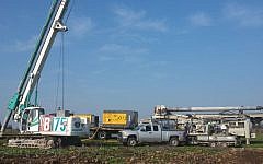Heavy machinery for exploratory oil drilling on the Golan Heights at Oil Site 5. (Courtesy Afek Oil and Gas)