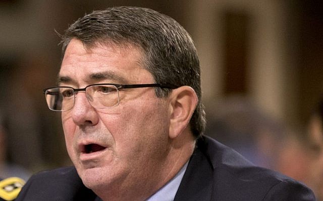 Ashton Carter testifies on Capitol Hill in Washington, February 12, 2013. (photo credit: AP/J. Scott Applewhite, File) Ashton Carter testifies on Capitol Hill in Washington, February 12, 2013. (photo credit: AP/J. Scott Applewhite, File)