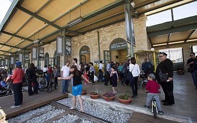 Jerusalem's First Station entertainment district, December 2013 (photo credit: Yonatan Sindel/Flash90)