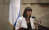 Limor Livnat speaking in the Knesset on July 28, 2014. (photo credit: Hadas Parush/Flash90)