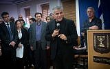 Yair Lapid at a Finance Ministry goodbye party on December 4, 2014. photo credit: Miriam Alster/Flash90)