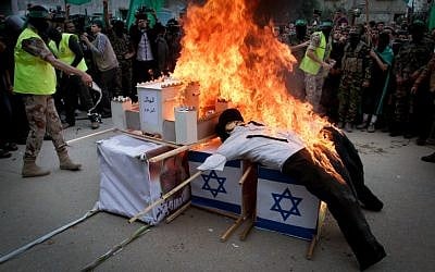A Hamas protest in the Gaza Strip on December 12, 2014. (photo credit: Abed Rahim Khatib/Flash90) 
