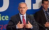 Prime Minister Benjamin Netanyahu addresses the foreign media at a press conference in Jerusalem, on December 17, 2014. (photo credit: Emil Salman/Flash90, Pool)