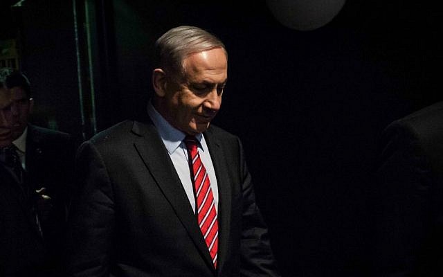 Prime Minister Benjamin Netanyahu arrives at a press conference for foreign media in Jerusalem, on December 17, 2014. (Emil Salman/POOL/FLASH90) Prime Minister Benjamin Netanyahu arrives at a press conference for foreign media in Jerusalem, on December 17, 2014. (Emil Salman/POOL/FLASH90)