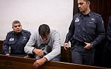 Hapoel Petah Tikva soccer team manager Ofer Tzabari at his hearing at the Tel Aviv Magistrate's Court on December 22, 2014. (Photo credit: Flash90)