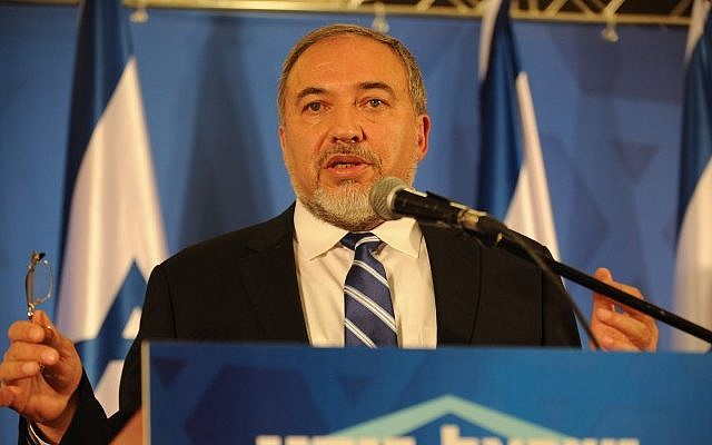 Leader of the Yisrael Beytenu political party and Minister of Foreign Affairs Avigdor Liberman speaks at a conference of Yisrael Beytenu activists in Ariel, on December 30, 2014. (photo credit: Gili Yaari/FLASH90) Leader of the Yisrael Beytenu political party and Minister of Foreign Affairs Avigdor Liberman speaks at a conference of Yisrael Beytenu activists in Ariel, on December 30, 2014. (photo credit: Gili Yaari/FLASH90)