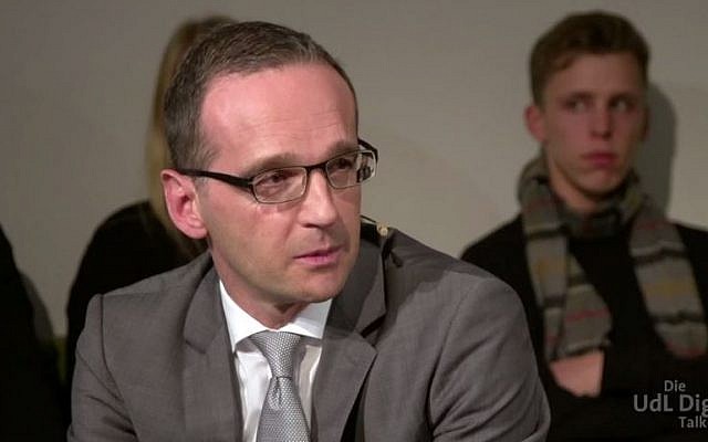 German Justice Minister Heiko Maas, November 2014. (screen capture: YouTube/UdL Digital)