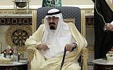 King Abdullah of Saudi Arabia,  Monday, May 14, 2012 (photo credit: AP/Hassan Ammar, File)