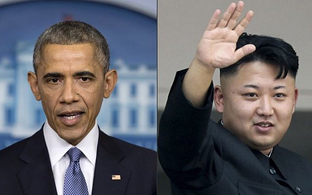 President Barack Obama, and North Korean leader Kim Jong Un. North Korea has compared Obama to a monkey and blamed the U.S. for shutting down its Internet amid the hacking row over the movie "The Interview." (photo credit: AP Photos) President Barack Obama, and North Korean leader Kim Jong Un. North Korea has compared Obama to a monkey and blamed the U.S. for shutting down its Internet amid the hacking row over the movie "The Interview." (photo credit: AP Photos)