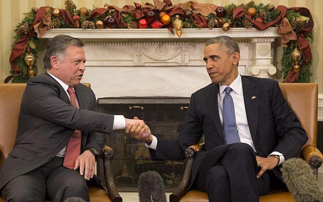 President Barack Obama shakes hands with Jordan's King Abdullah II during their meeting in the Oval Office of the White House in Washington, Friday, Dec. 5, 2014. (AP Photo/Jacquelyn Martin) President Barack Obama shakes hands with Jordan's King Abdullah II during their meeting in the Oval Office of the White House in Washington, Friday, Dec. 5, 2014. (AP Photo/Jacquelyn Martin)
