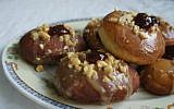 Peanut Butter & Jelly Sufganiyot: Israeli-style doughnuts with the classic American pairing. (Shannon Sarna/JTA)