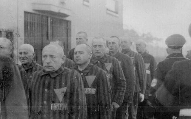 Prisoners at Sachsenhausen, 1938 (photo credit: Heinrich Hoffman Collection/Wikipedia)