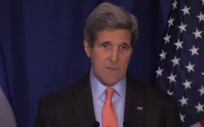 US Secretary of State John Kerry addresses the Saban Forum, December 7, 2014 (Saban Forum screenshot)