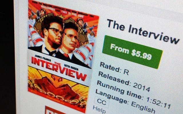 A computer screen shows Sony Pictures' film, "The Interview" available for rental on YouTube Movies Wednesday, Dec. 24, 2014, in Los Angeles. (photo credit: AP Photo/Richard Vogel) A computer screen shows Sony Pictures' film, "The Interview" available for rental on YouTube Movies Wednesday, Dec. 24, 2014, in Los Angeles. (photo credit: AP Photo/Richard Vogel)