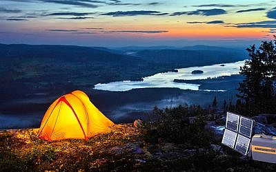 A KaliPAK powers the lights and laptops in a tent out in the 'back country' (Photo credit: Courtesy)