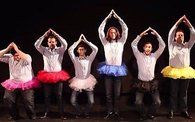 Members of Six13 in their 'Shake It Off' Hanukkah video. (YouTube screenshot)