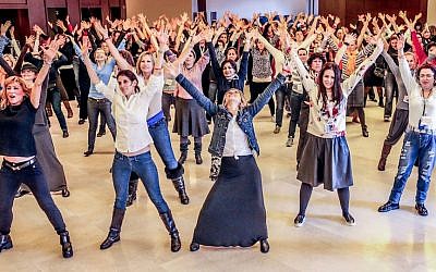 Participants in an Israel trip aimed at Jewish mothers sponsored by the Jewish Women's Renaissance Project. (Aviram Waldman/JTA)